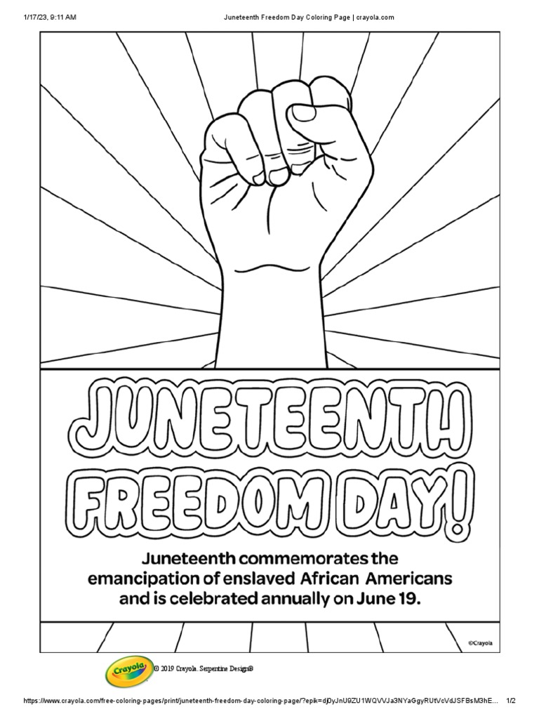 Juneteenth freedom day coloring page pdf