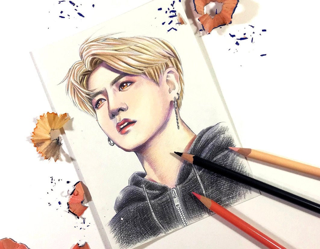 Bts coloring pages bts jungkook jeon realistic drawings on heavy weight paper x inch