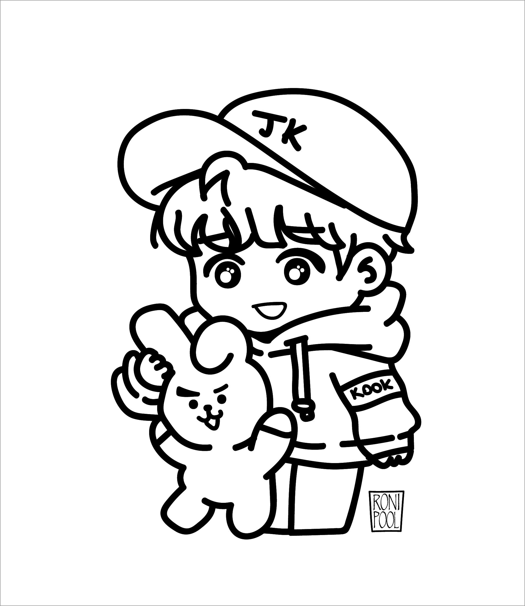 Bts fanart bt cooky and jungkook chibi coloring page chibi coloring pages coloring pages chibi drawings