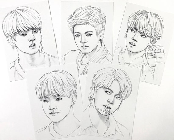 Bts coloring pages bts jungkook jeon realistic drawings on heavy weight paper x inch
