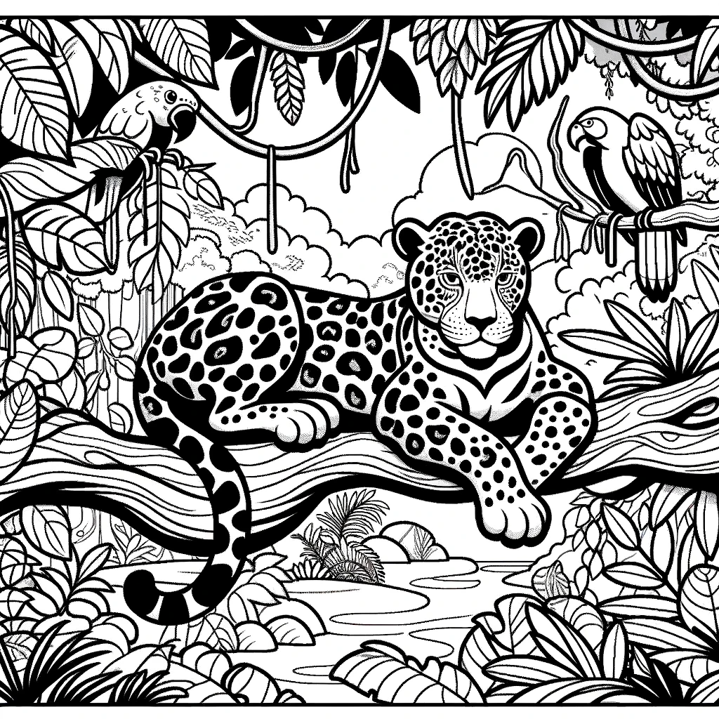 Jungle animal coloring pages