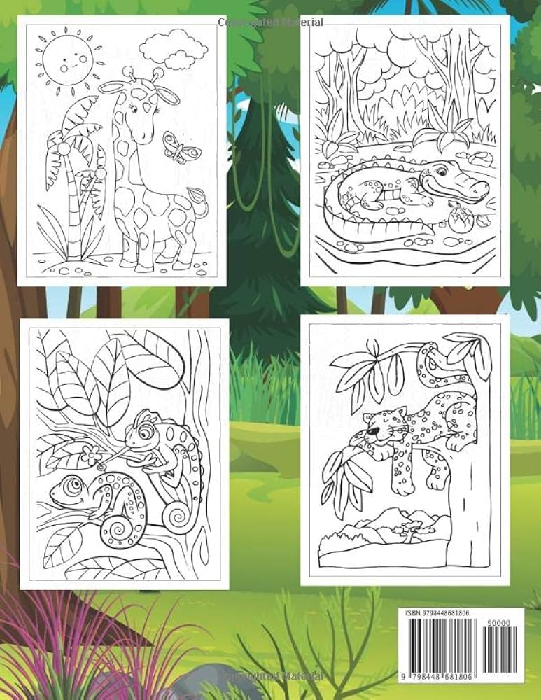 Jungle animals coloring book for kids amazing wild animal coloring pages with jungles cute animalseasy jungle animals coloring books for kids boys crocodiles for preschool and kindergarten art owl