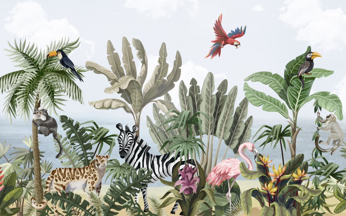Menagerie Jungle Animals Wallpaper