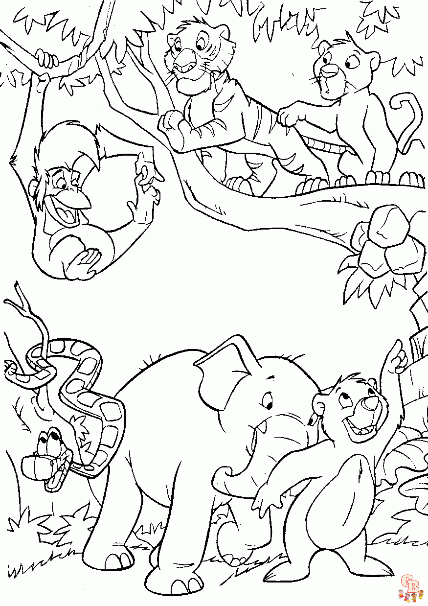 Jungle animals coloring pages free for kids