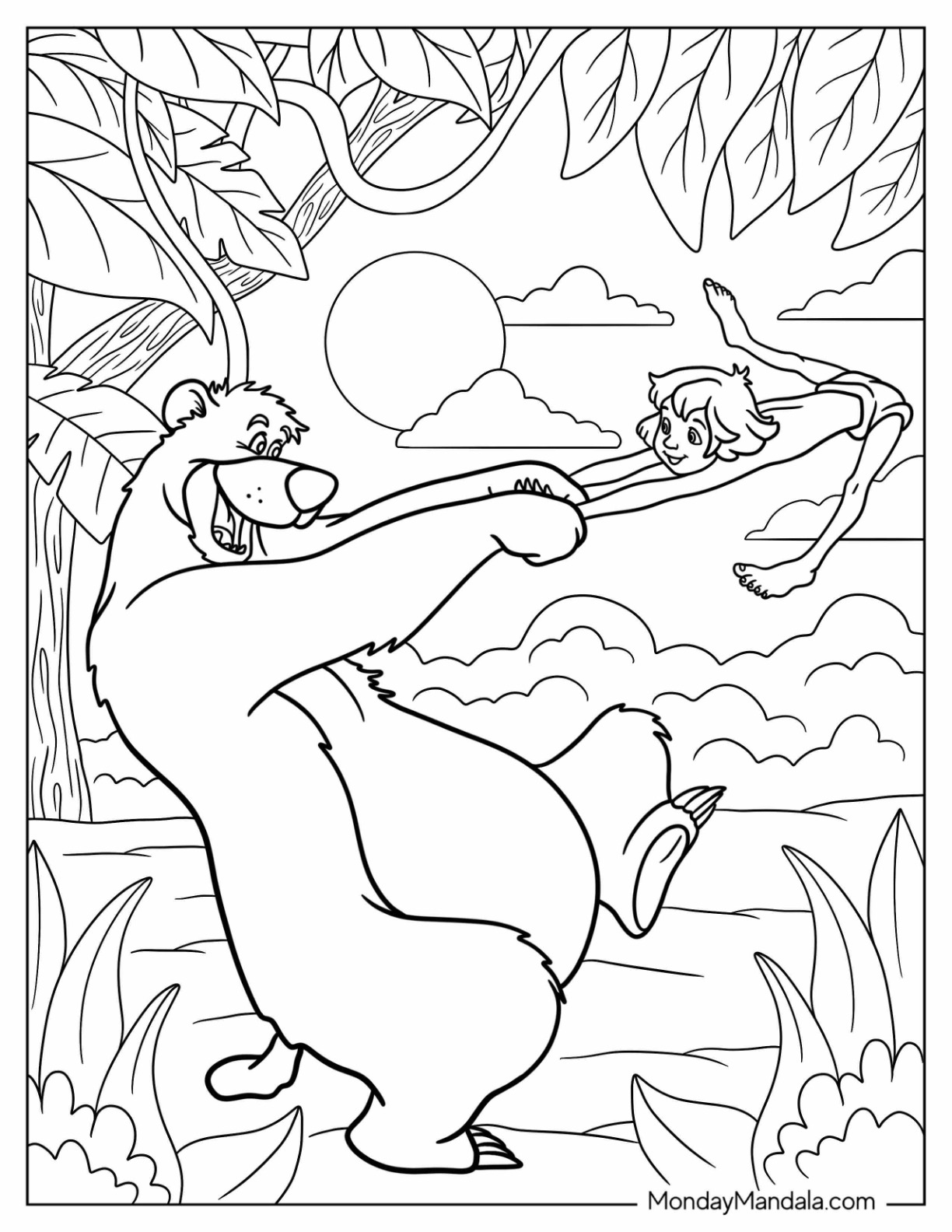 Jungle book coloring pages free pdf printable