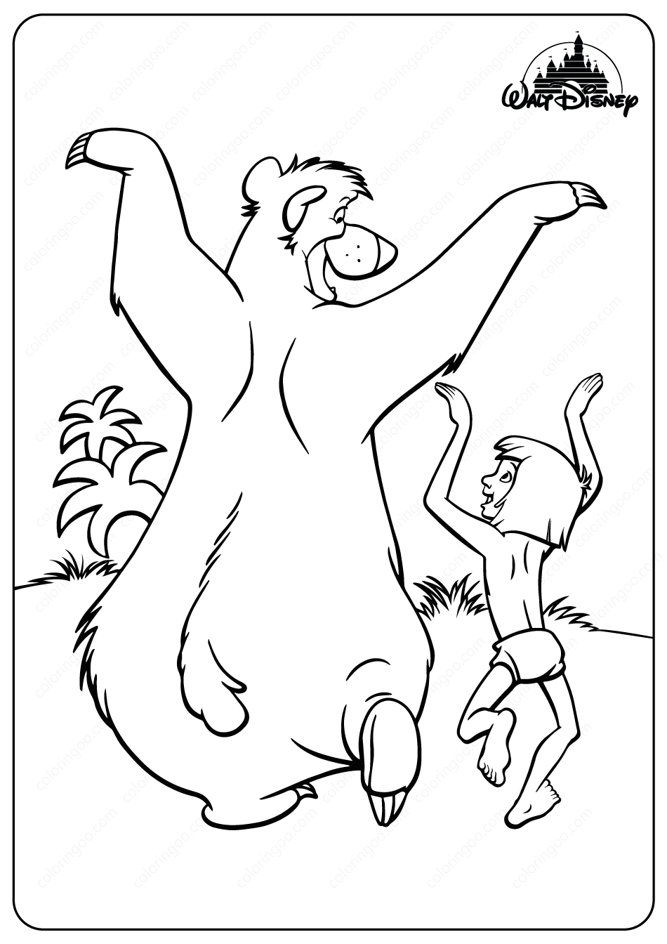 Disney jungle book baloo and mowgli coloring pages