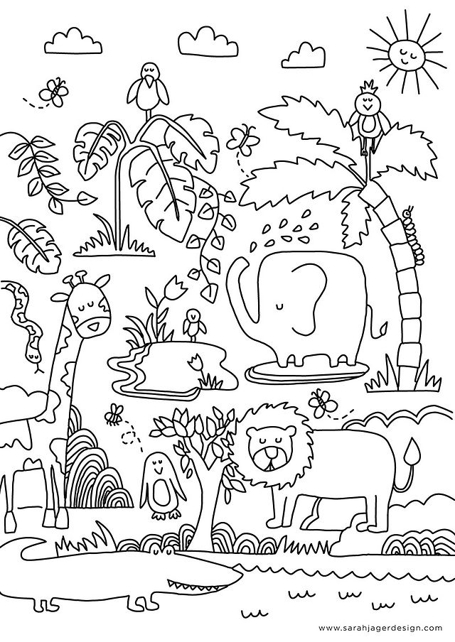 The jungle colouring page