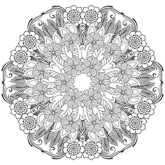 Tropical jungle mandala adult coloring pages instant download