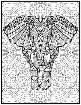 Jungle animals mandala coloring pages mindfulness jungle animals by qetsy