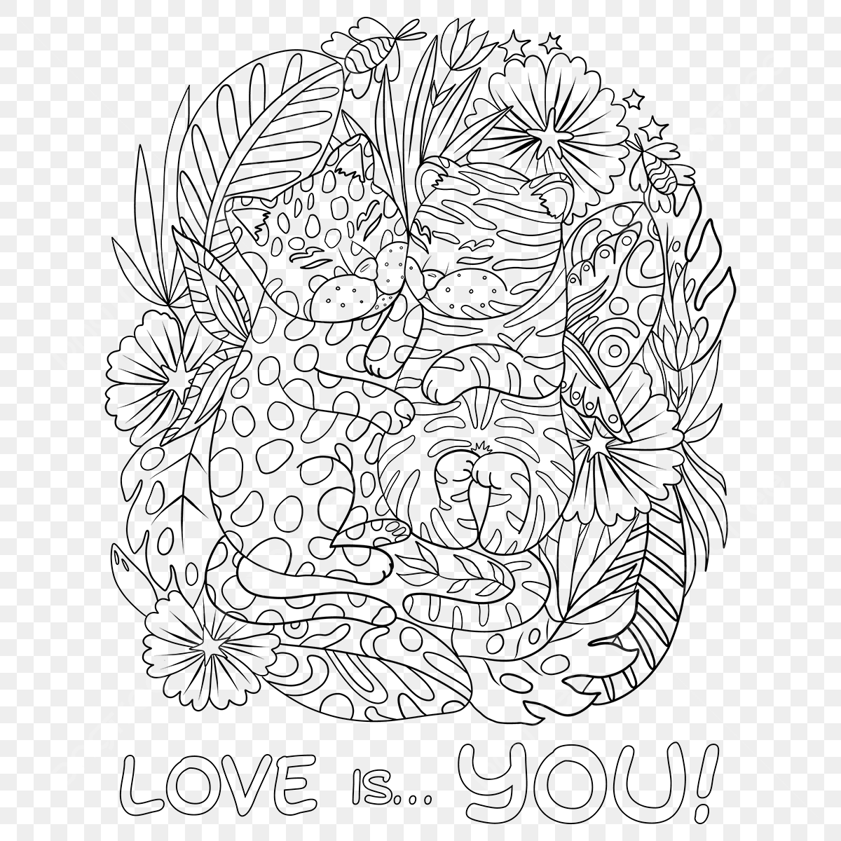 Kids coloring page vector hd png images jungle animals kids coloring page jungle drawing kids drawing jungle sketch png image for free download