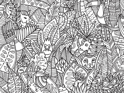 Jungle coloring page by yuliia bahniuk on