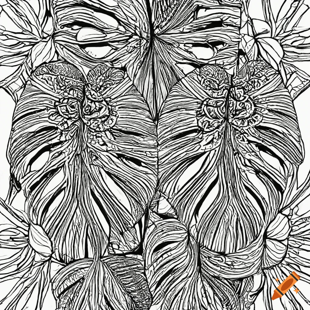 Coloring page for adults mandala plants monstera deliciosa white background clean line art fine line art