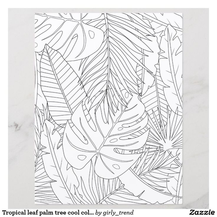 Tropical leaf palm tree cool coloring illustration zazzle tropical leaves illustration leaf coloring page pattern coloring pages