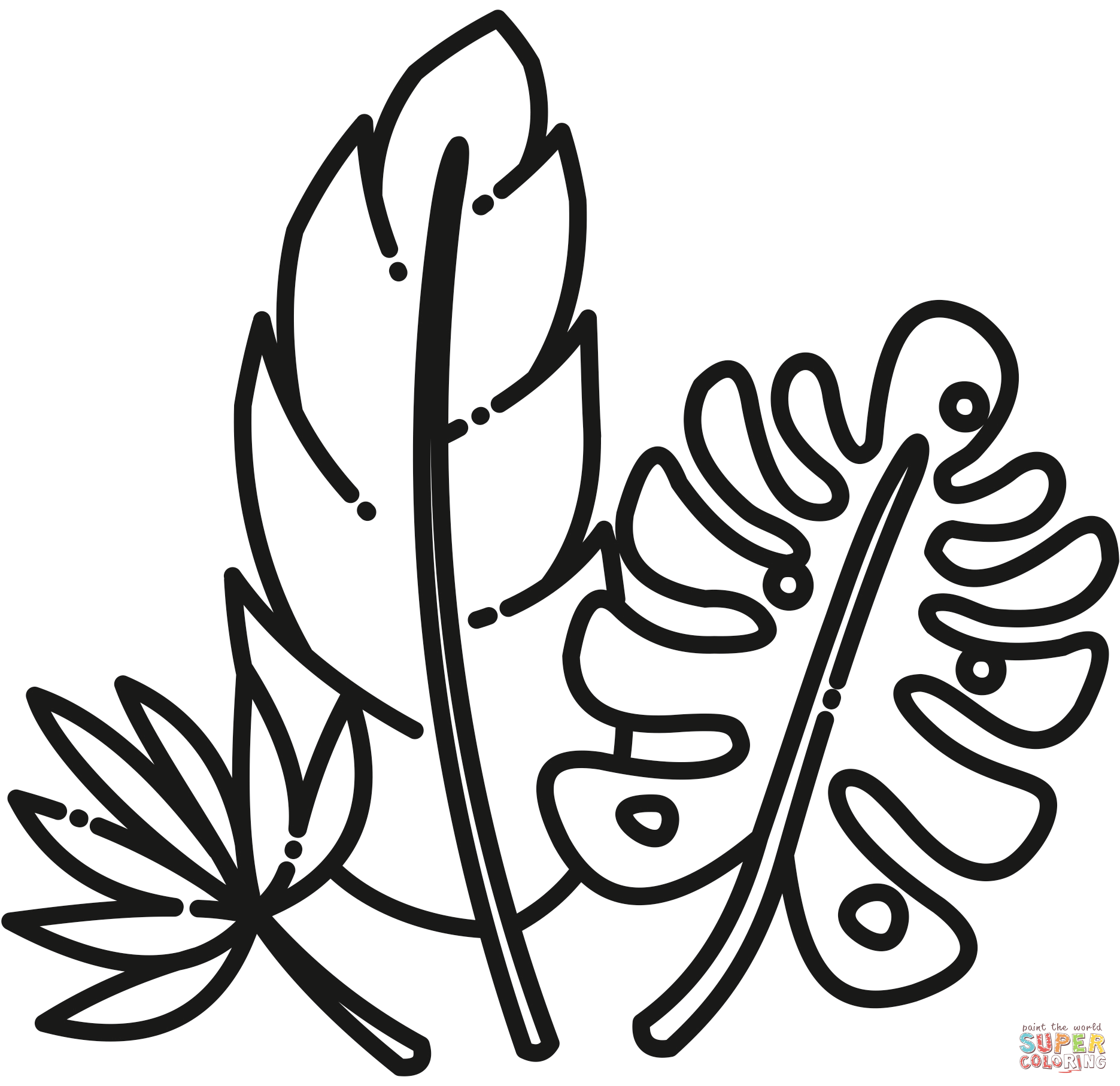 Jungle leaves coloring page free printable coloring pages