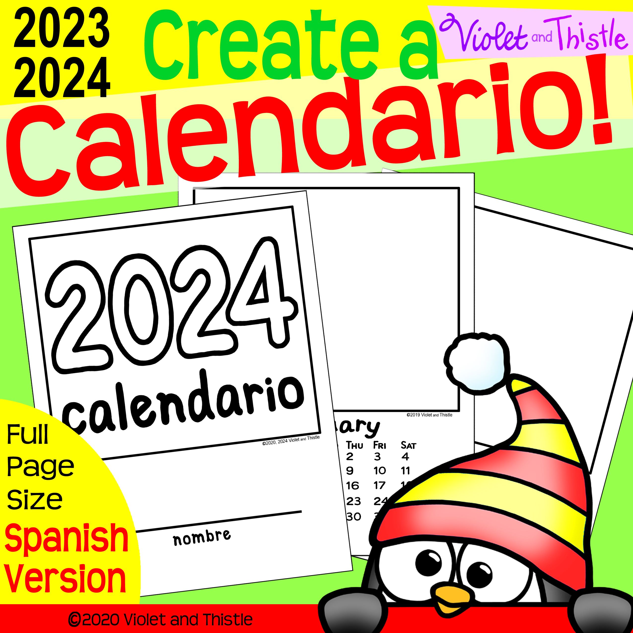 Spanish language calendar calendario parent christmas gift student for parent monthly spc made by teachers