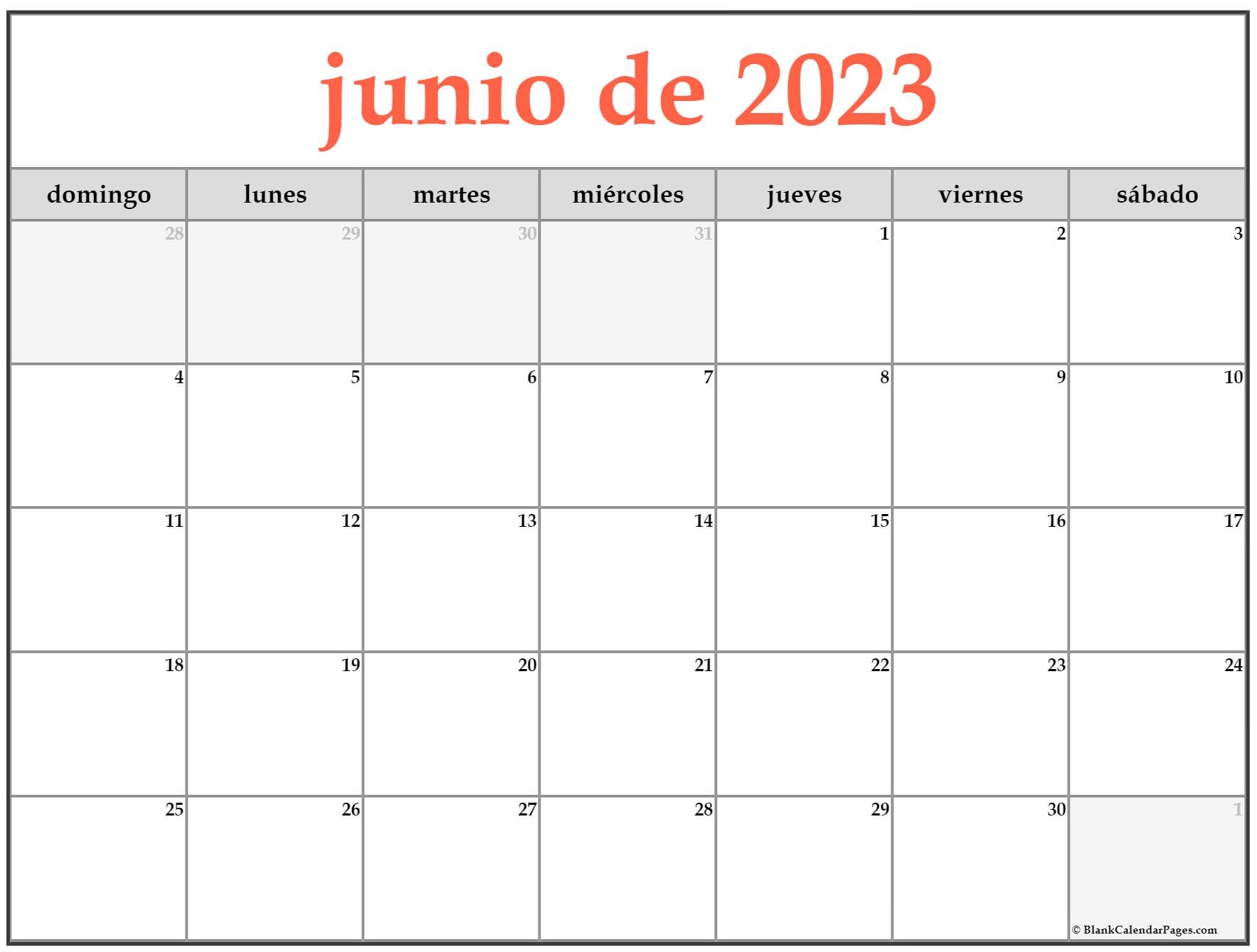 Junio de calendario gratis calendario junio