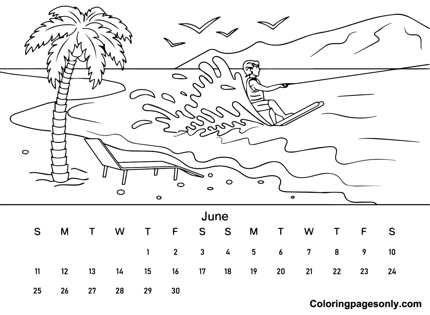 June month coloring page