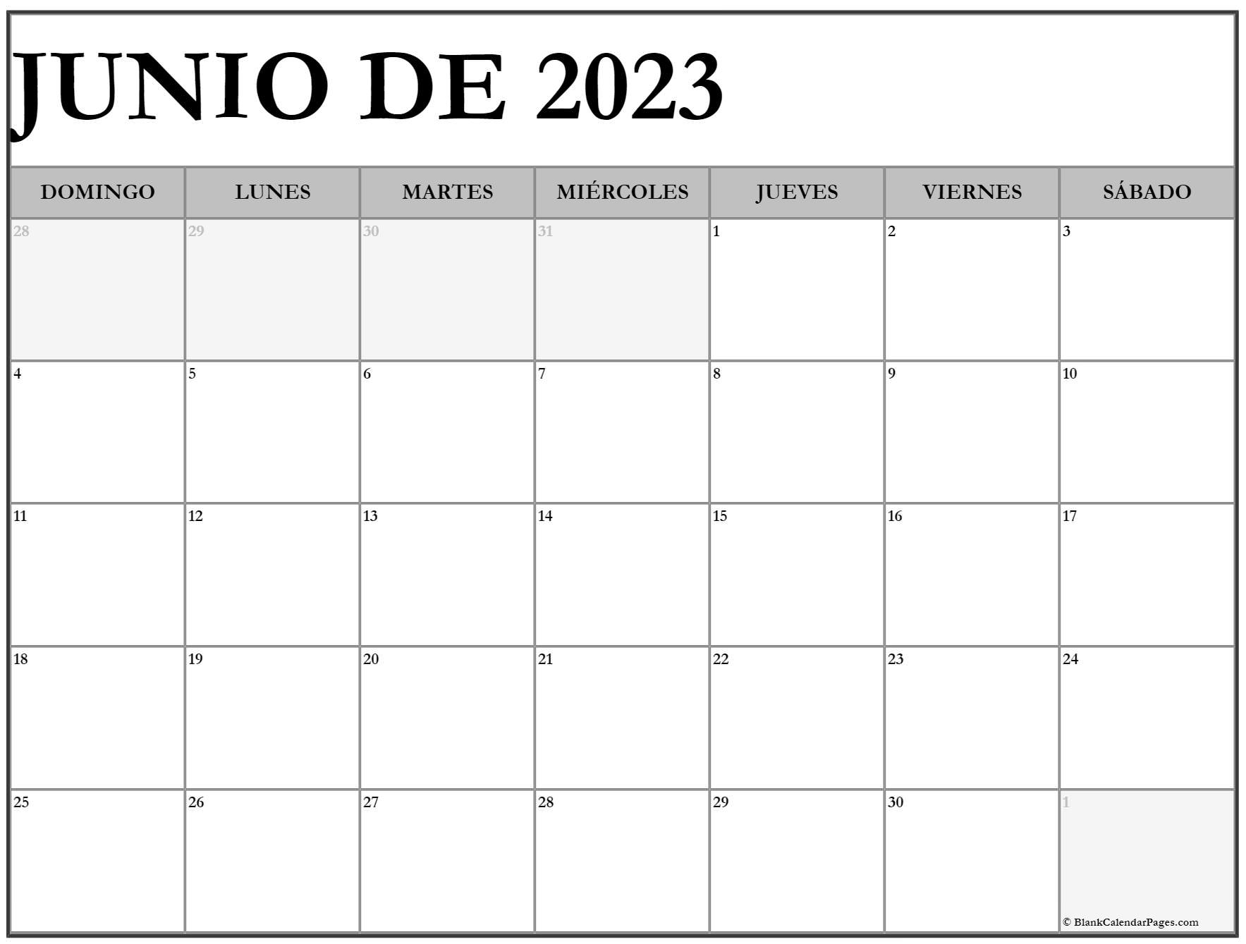 Junio de calendario gratis calendario junio