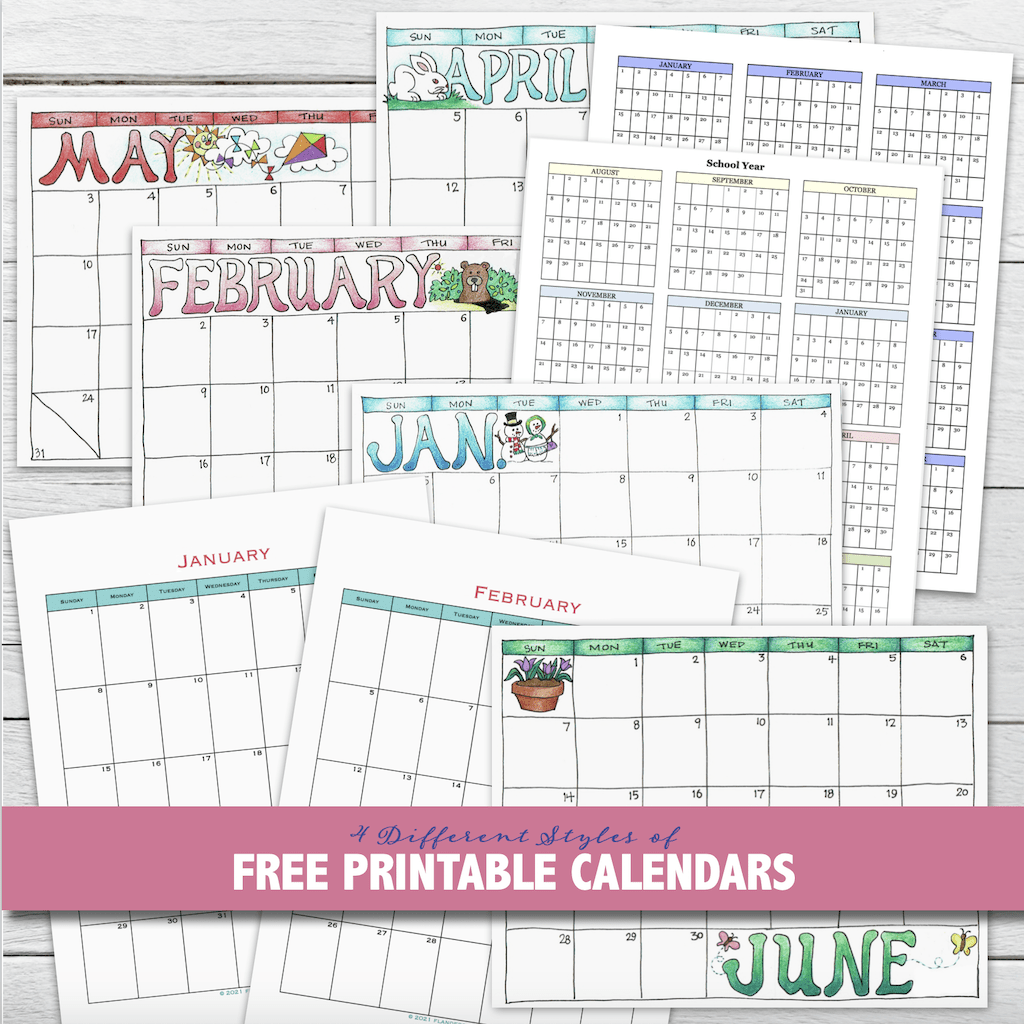 Free printable calendars pick your style