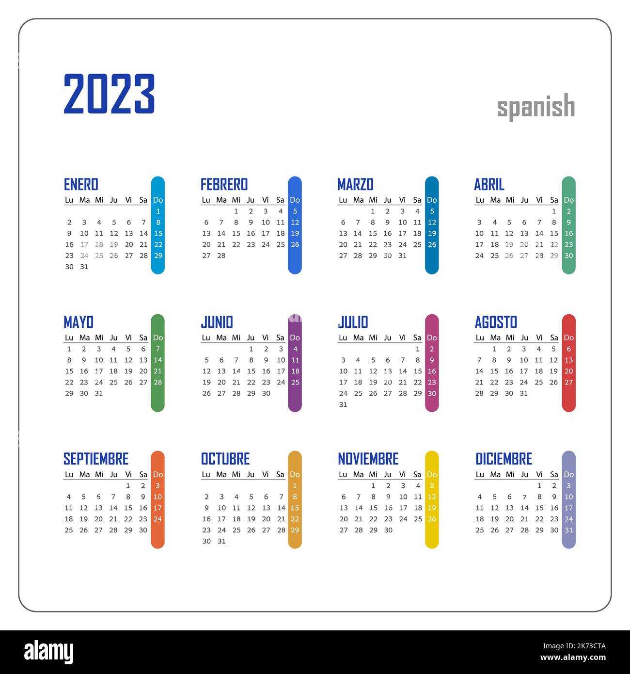 September calendar spanish stock vector images