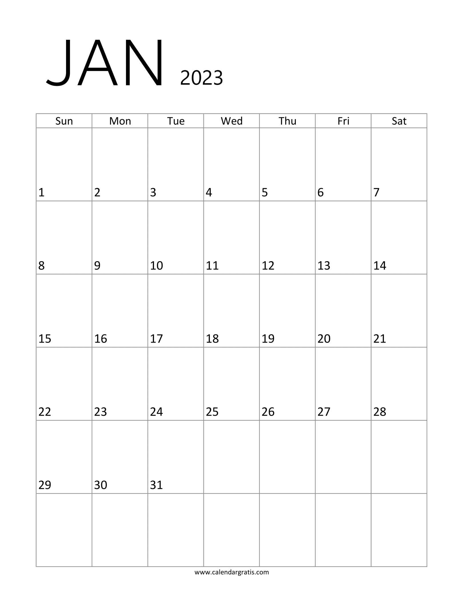 January calendar a printable free vertical calendar template