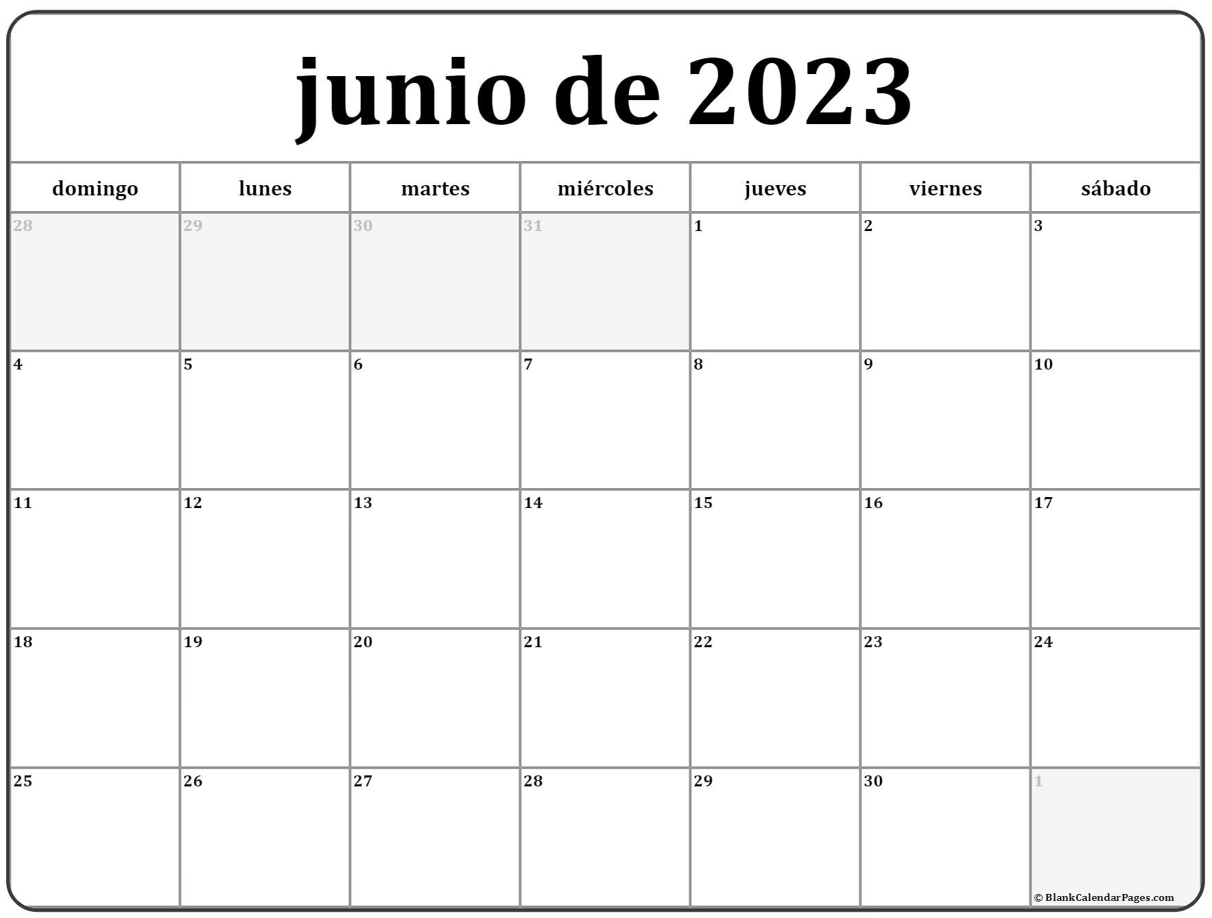 Junio de calendario gratis calendario junio