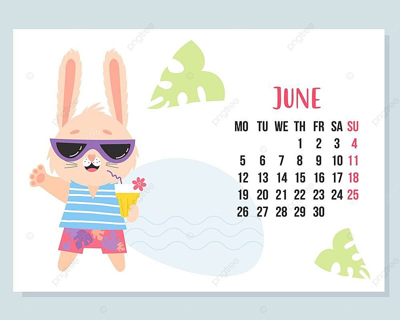 June calendar templates psd design for free download