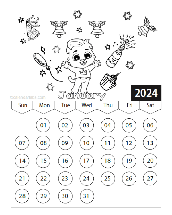 Printable coloring calendar pages