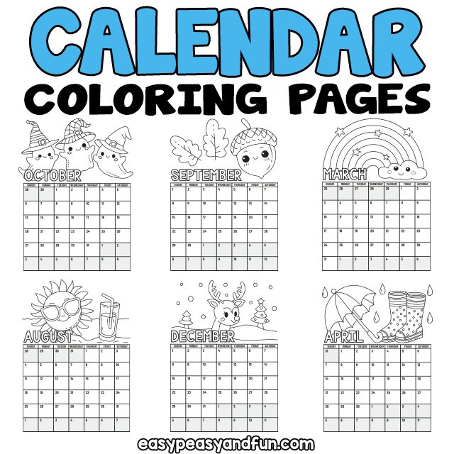 Printable calendar coloring pages