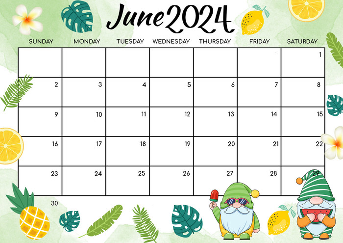 Cartoon pineapple june calendar multi color style psd free download