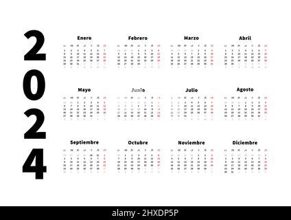 Year simple horizontal calendar in english language typographic calendar isolated on white stock vector image art