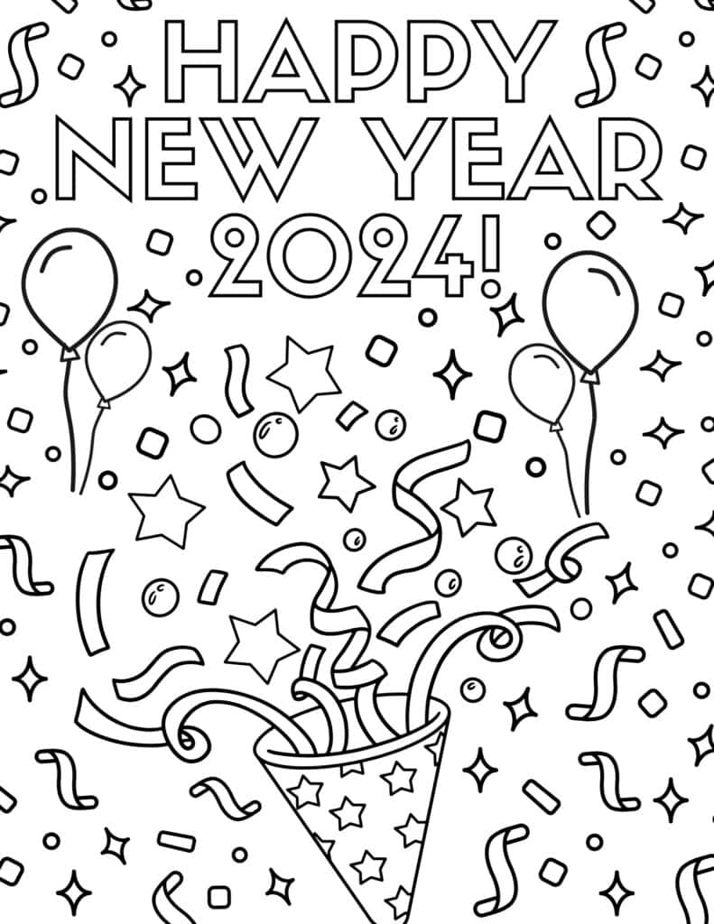 Free new year coloring pages for