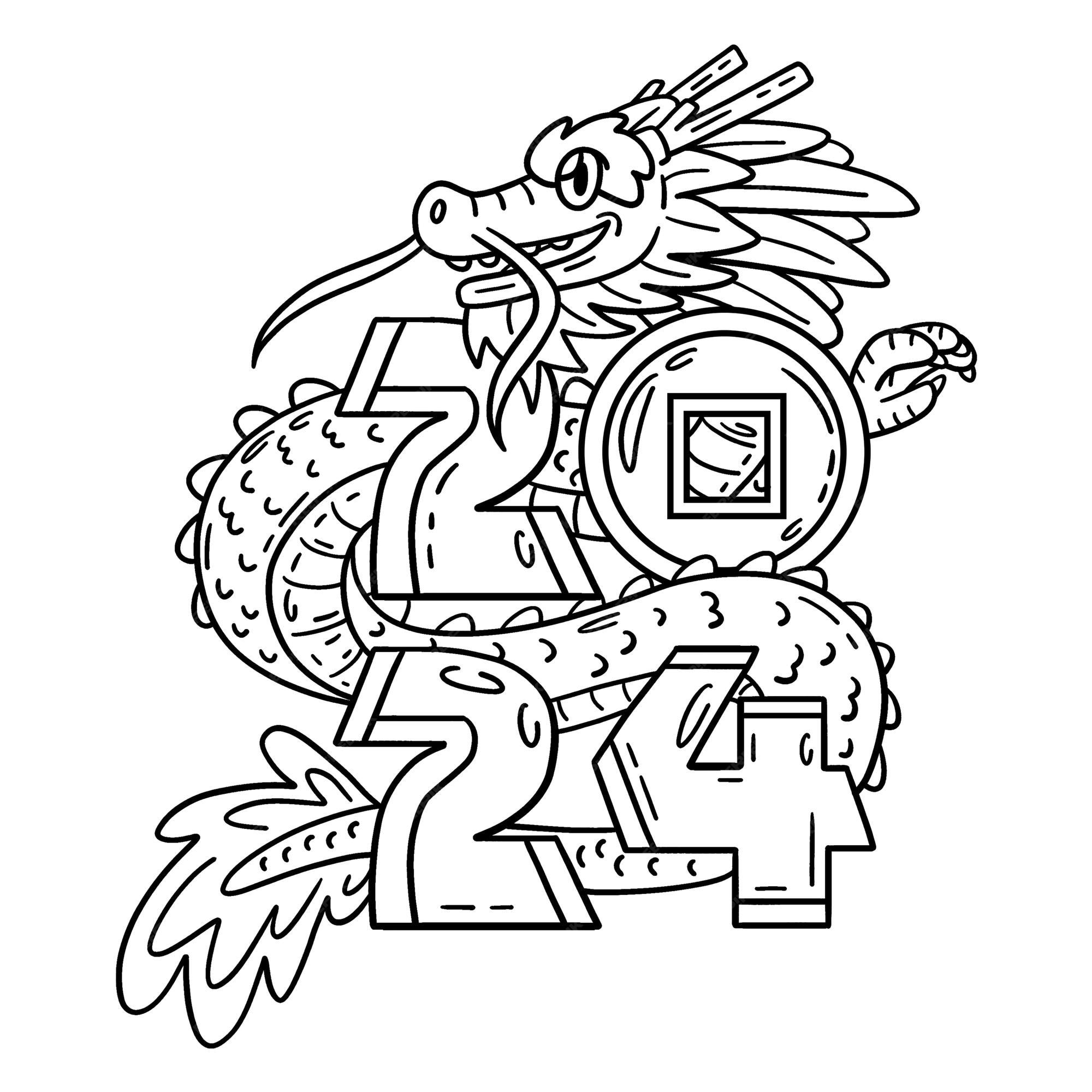 Premium vector a cute and funny coloring page for a year of the dragon provides hours of coloring fun for children color this page is very easy suitable for little