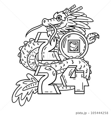 Year of the dragon isolated coloring page