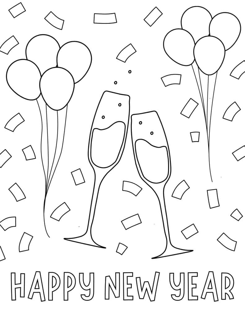 Free new year coloring pages for