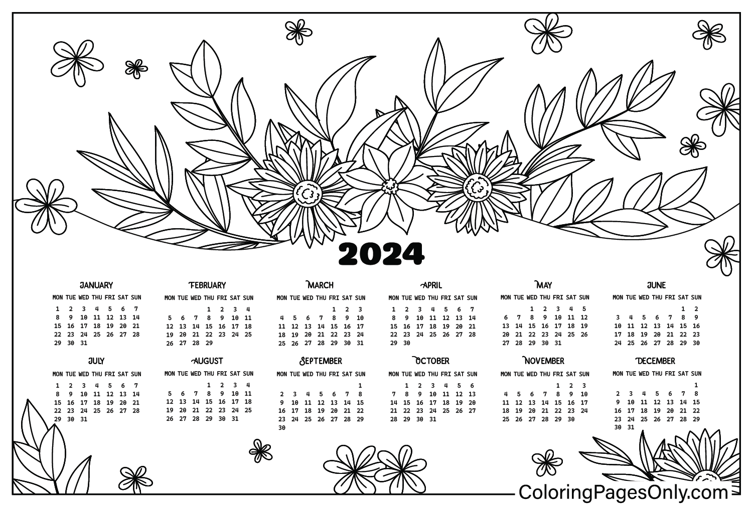 Calendar coloring pages coloring pages calendar free printable coloring pages