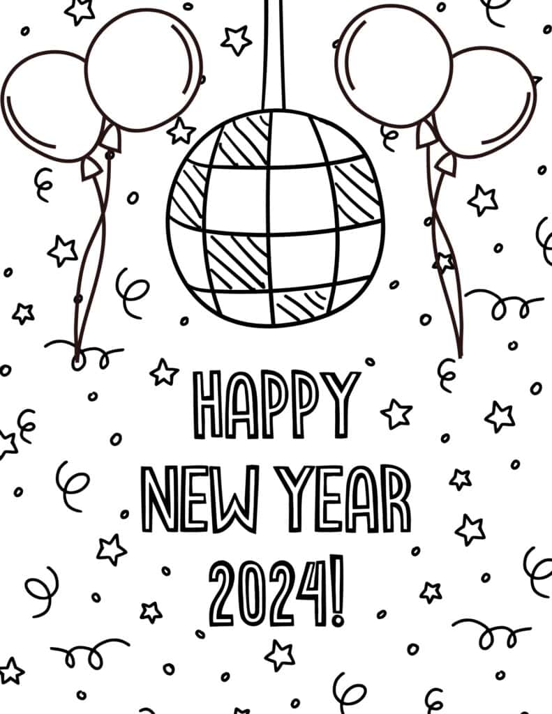 Free new year coloring pages for