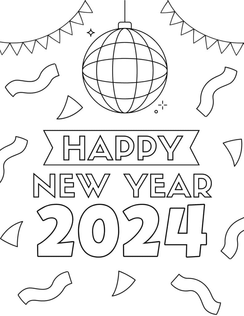 Free new year coloring pages for