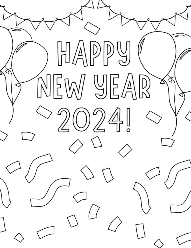 Free new year coloring pages for