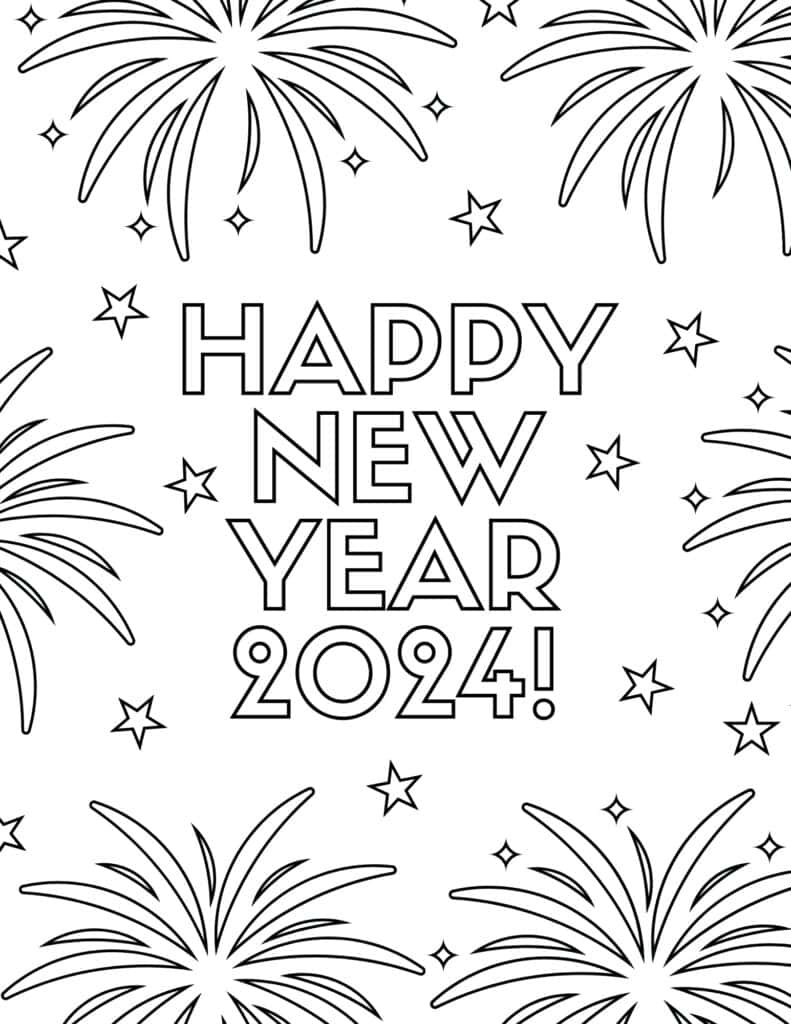 Free new year coloring pages for