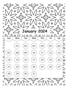 Coloring pages calendar