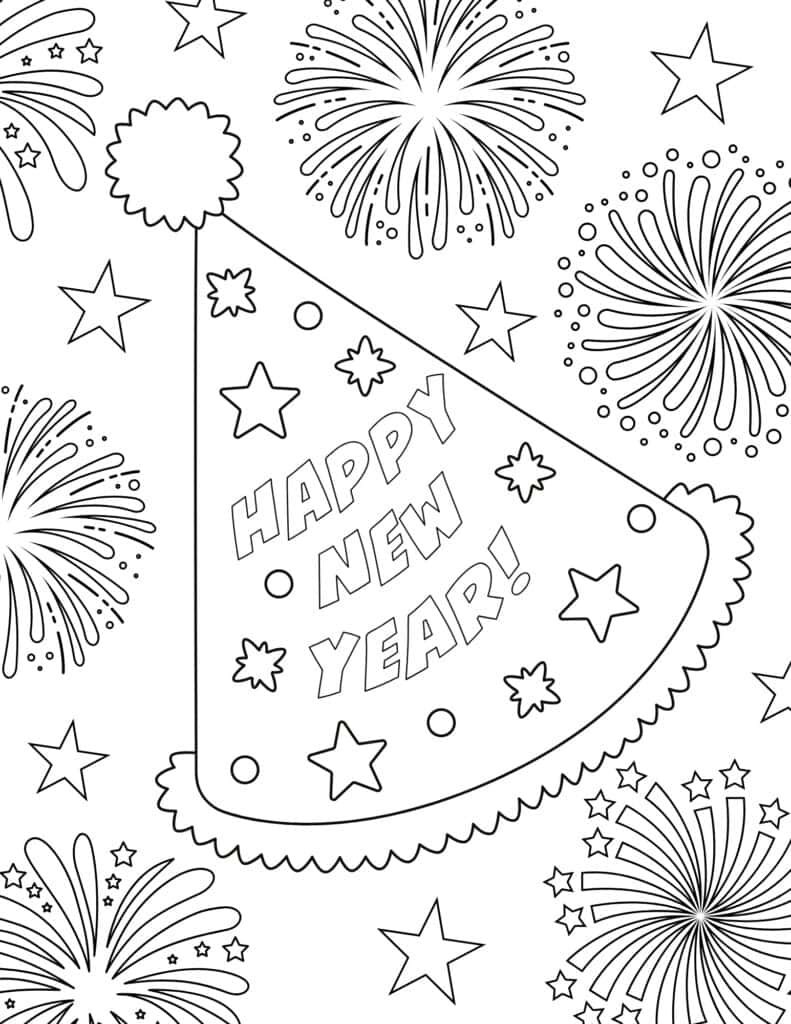 Free new year coloring pages for