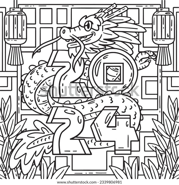 Year dragon kids coloring page stock vector royalty free