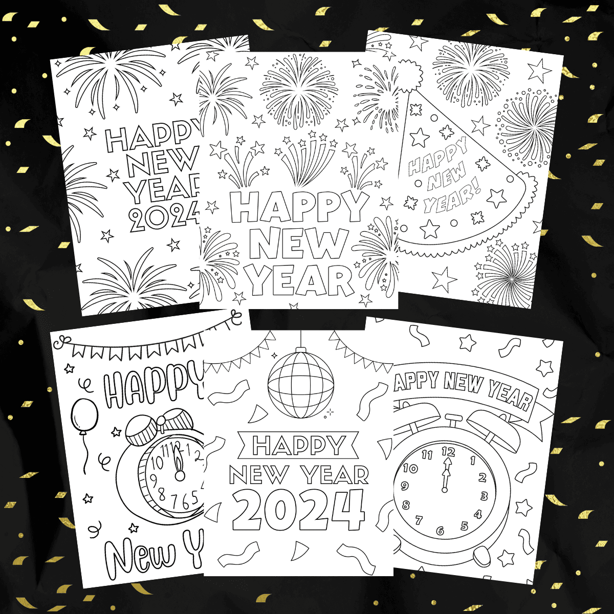 Free new year coloring pages for