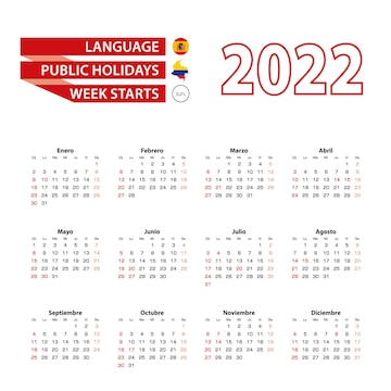 Premium vector calendar in spanish language with public holidays the country of colombia in year