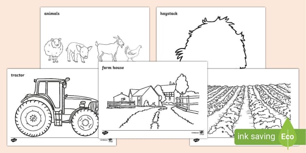 On the farm louring sheets tractor template