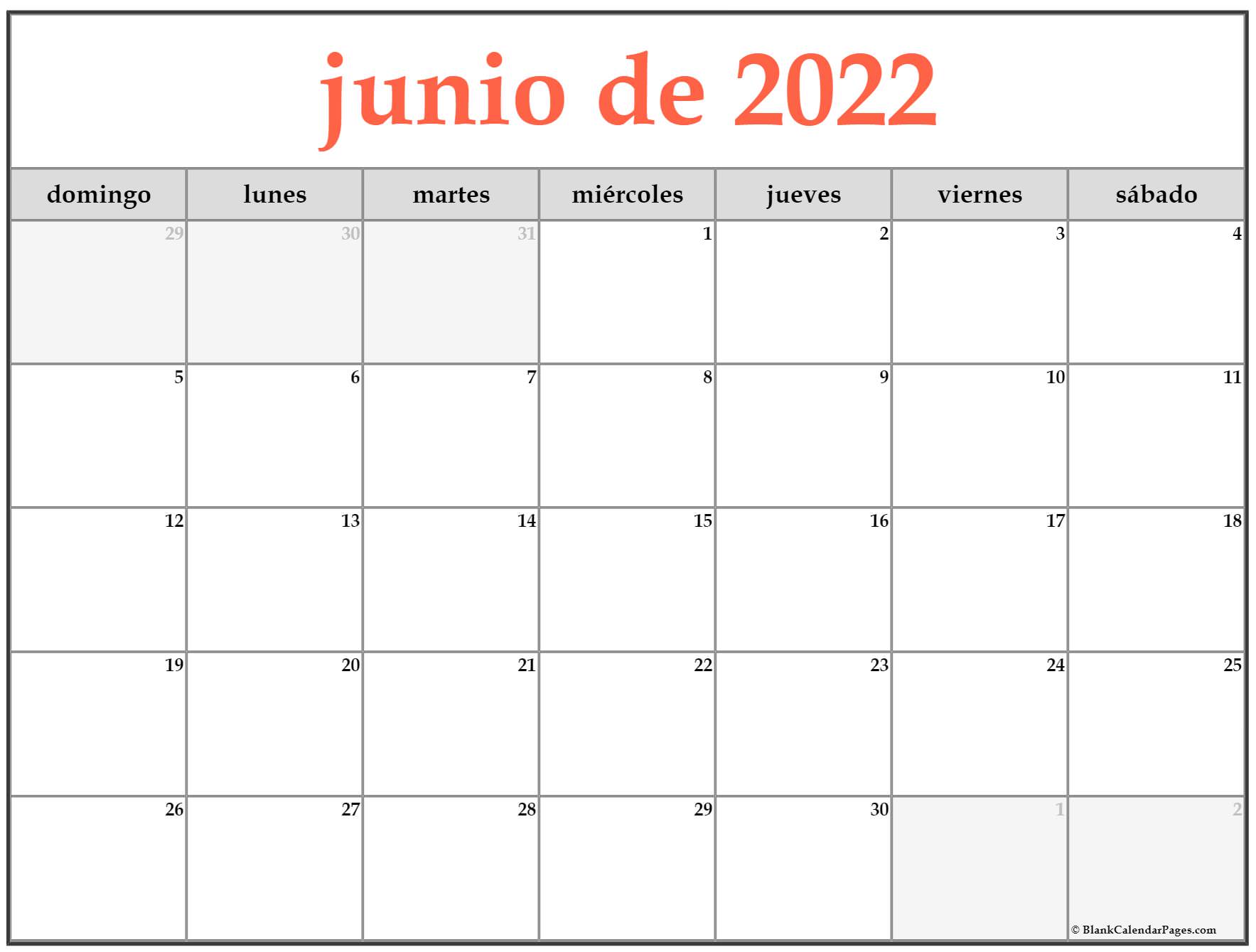 Junio de calendario gratis calendario junio