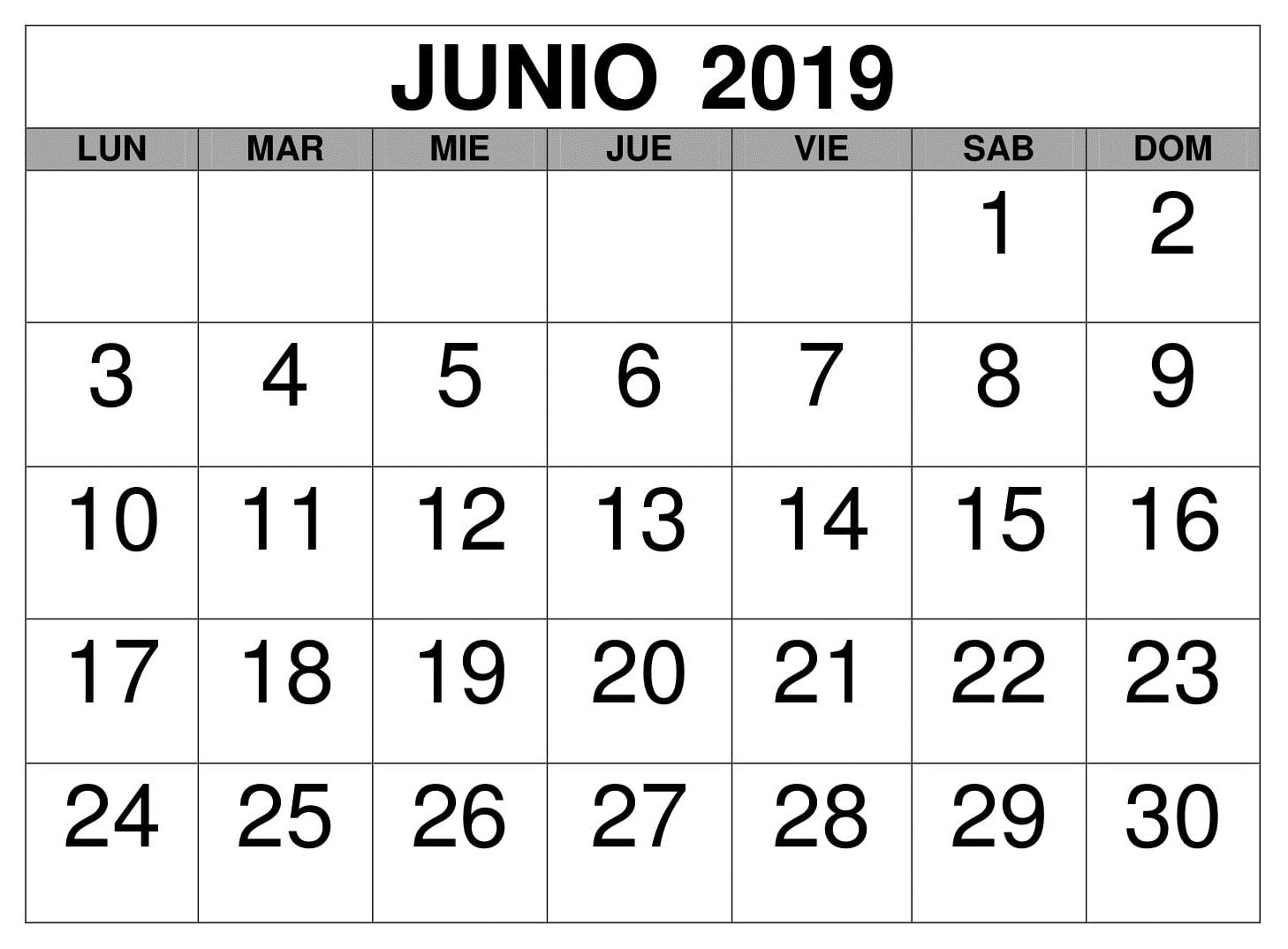 Junio calendario estilos calendar printables june calendar blank calendar template