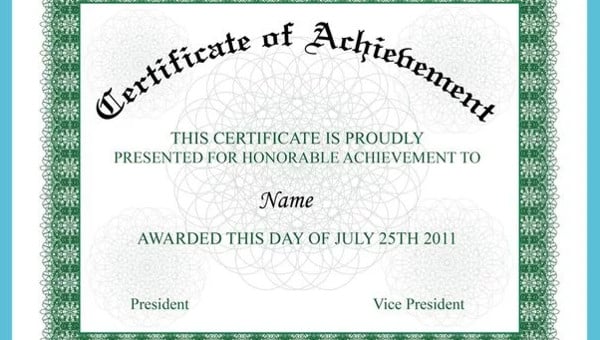 Certificate of achievement