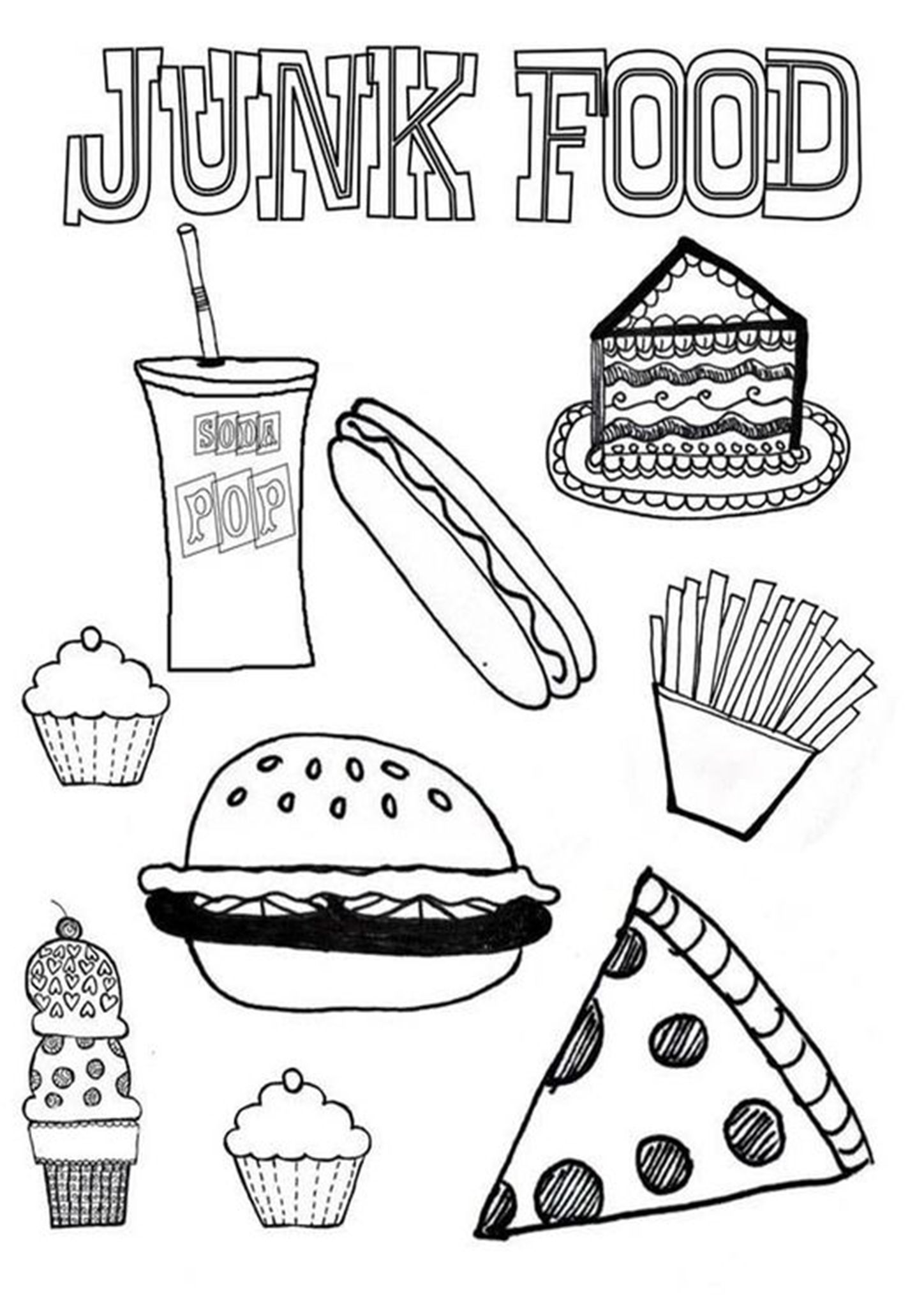 Free easy to print food coloring pages food coloring pages food coloring junk food